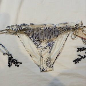 Blue & White Coral Print Bikini Bottom